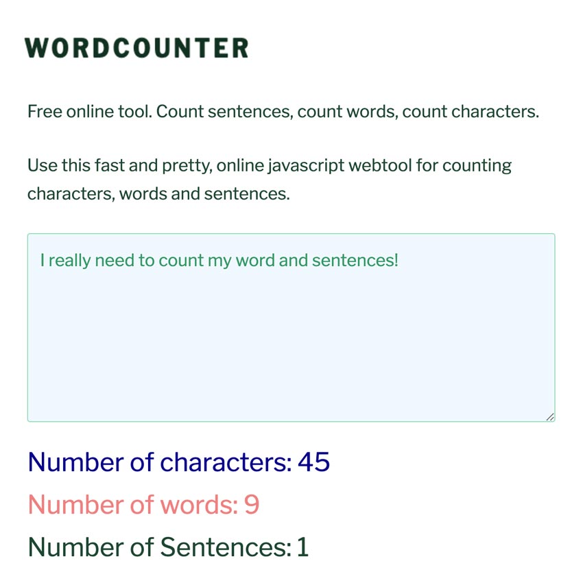 Online Word Counter Sentences Letters CalculatorFor